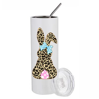 Cute Stylish Leopard Print Easter Bunny Stainless Steel Tumbler