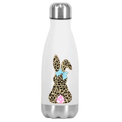 Cute Stylish Leopard Print Easter Bunny Stainless Steel Insulated Water Bottle