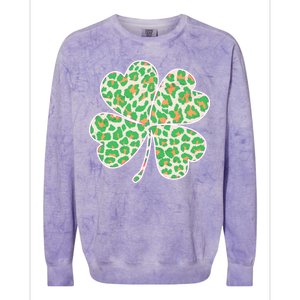 Cute Stylish Leopard Print Shamrock Colorblast Crewneck Sweatshirt