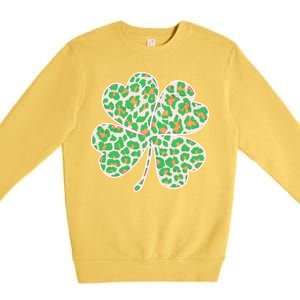 Cute Stylish Leopard Print Shamrock Premium Crewneck Sweatshirt