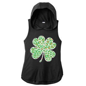 Cute Stylish Leopard Print Shamrock Ladies PosiCharge Tri-Blend Wicking Draft Hoodie Tank