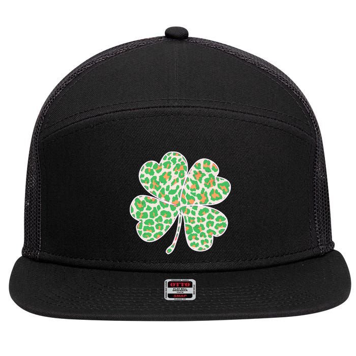 Cute Stylish Leopard Print Shamrock 7 Panel Mesh Trucker Snapback Hat