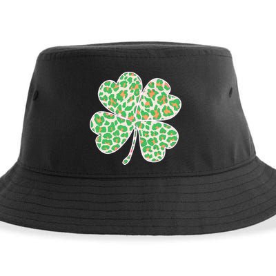 Cute Stylish Leopard Print Shamrock Sustainable Bucket Hat