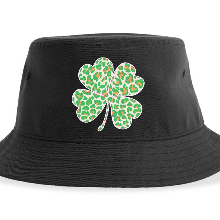 Cute Stylish Leopard Print Shamrock Sustainable Bucket Hat