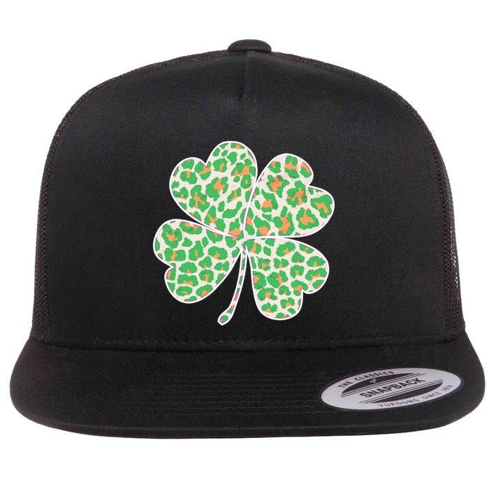 Cute Stylish Leopard Print Shamrock Flatbill Hat