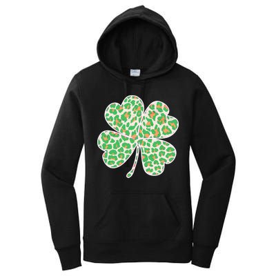 Cute Stylish Leopard Print Shamrock Women's Pullover Hoodie