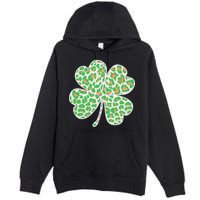 Cute Stylish Leopard Print Shamrock Premium Pullover Hoodie