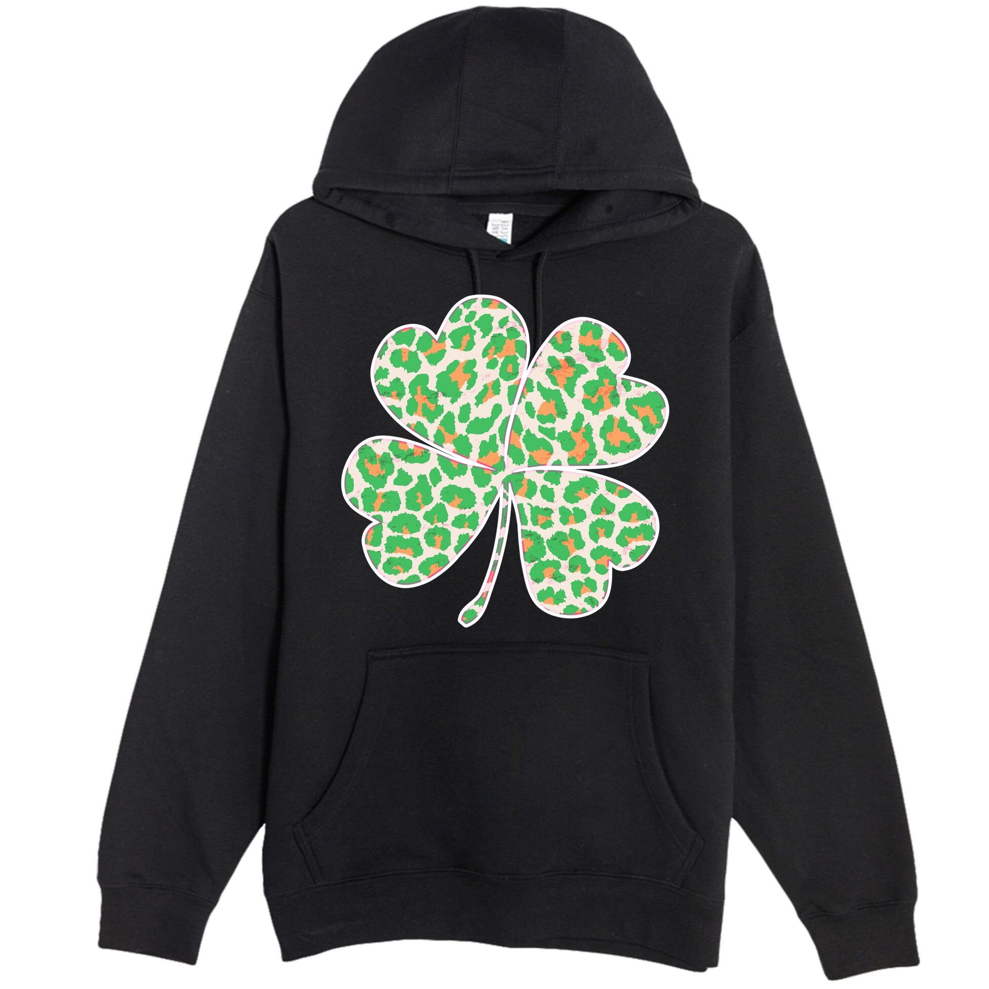 Cute Stylish Leopard Print Shamrock Premium Pullover Hoodie