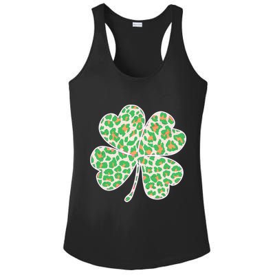 Cute Stylish Leopard Print Shamrock Ladies PosiCharge Competitor Racerback Tank