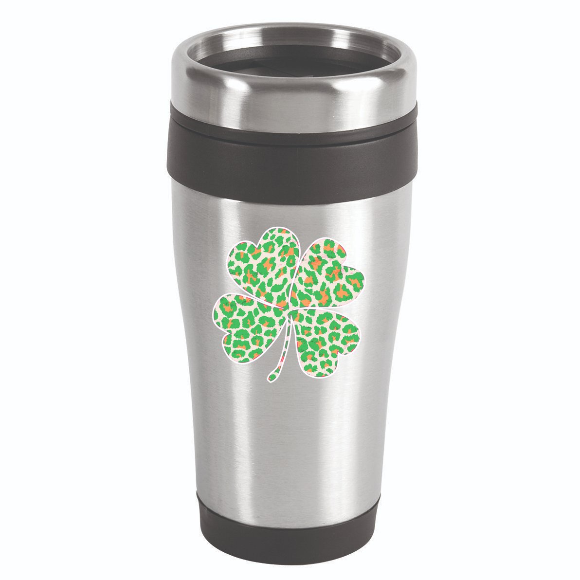 Cute Stylish Leopard Print Shamrock 16oz Travel Tumbler