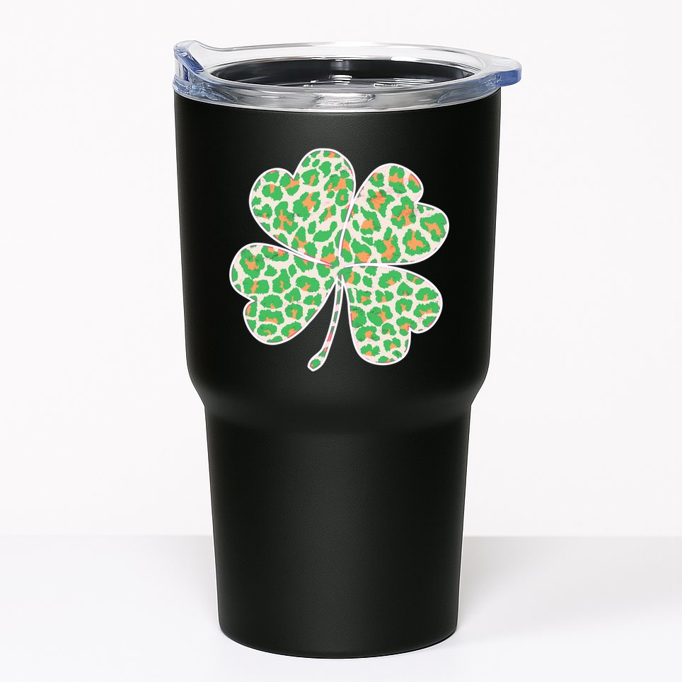 Cute Stylish Leopard Print Shamrock Tumbler