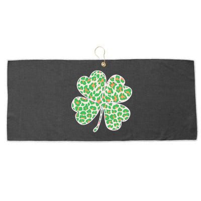 Cute Stylish Leopard Print Shamrock Large Microfiber Waffle Golf Towel