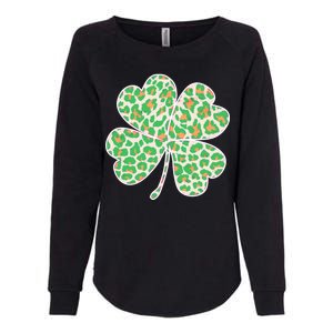 Cute Stylish Leopard Print Shamrock Womens California Wash Sweatshirt