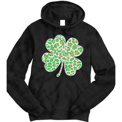 Cute Stylish Leopard Print Shamrock Tie Dye Hoodie