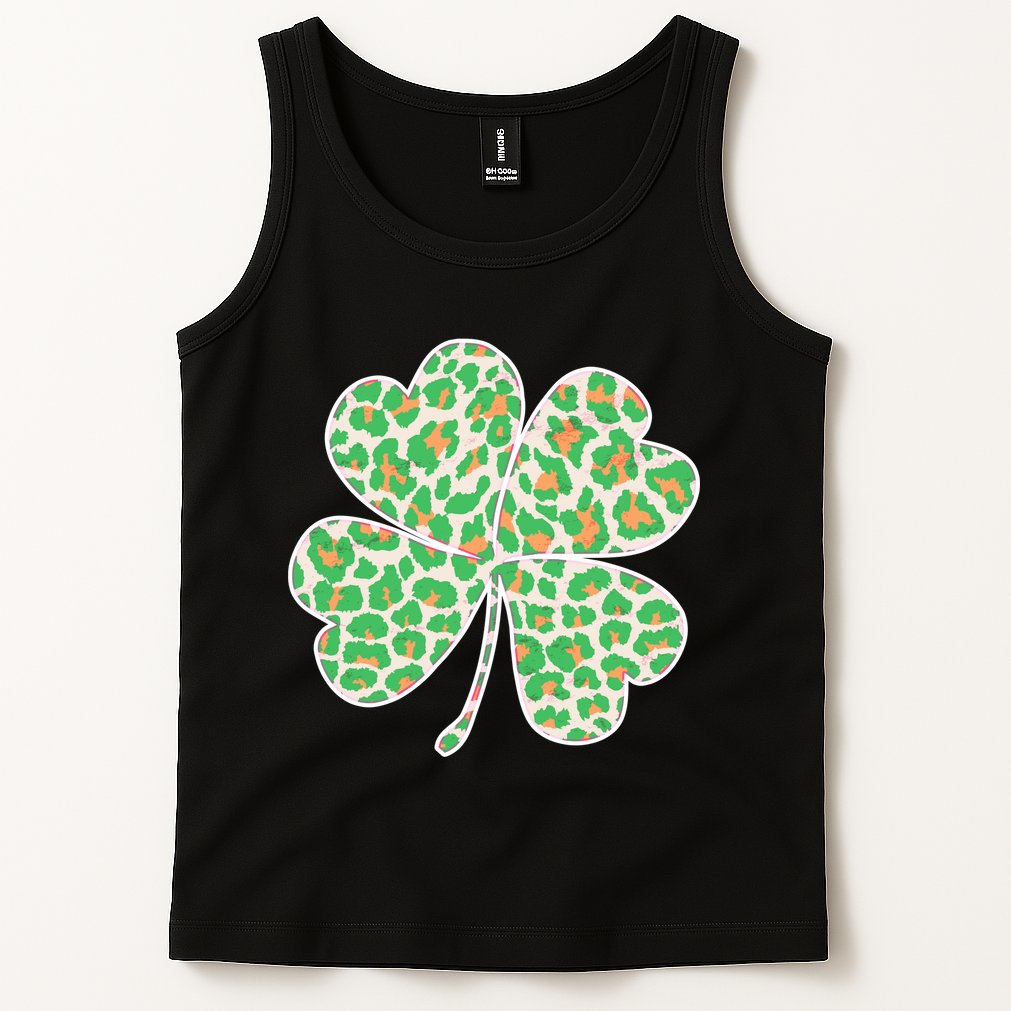 Cute Stylish Leopard Print Shamrock Tank Top