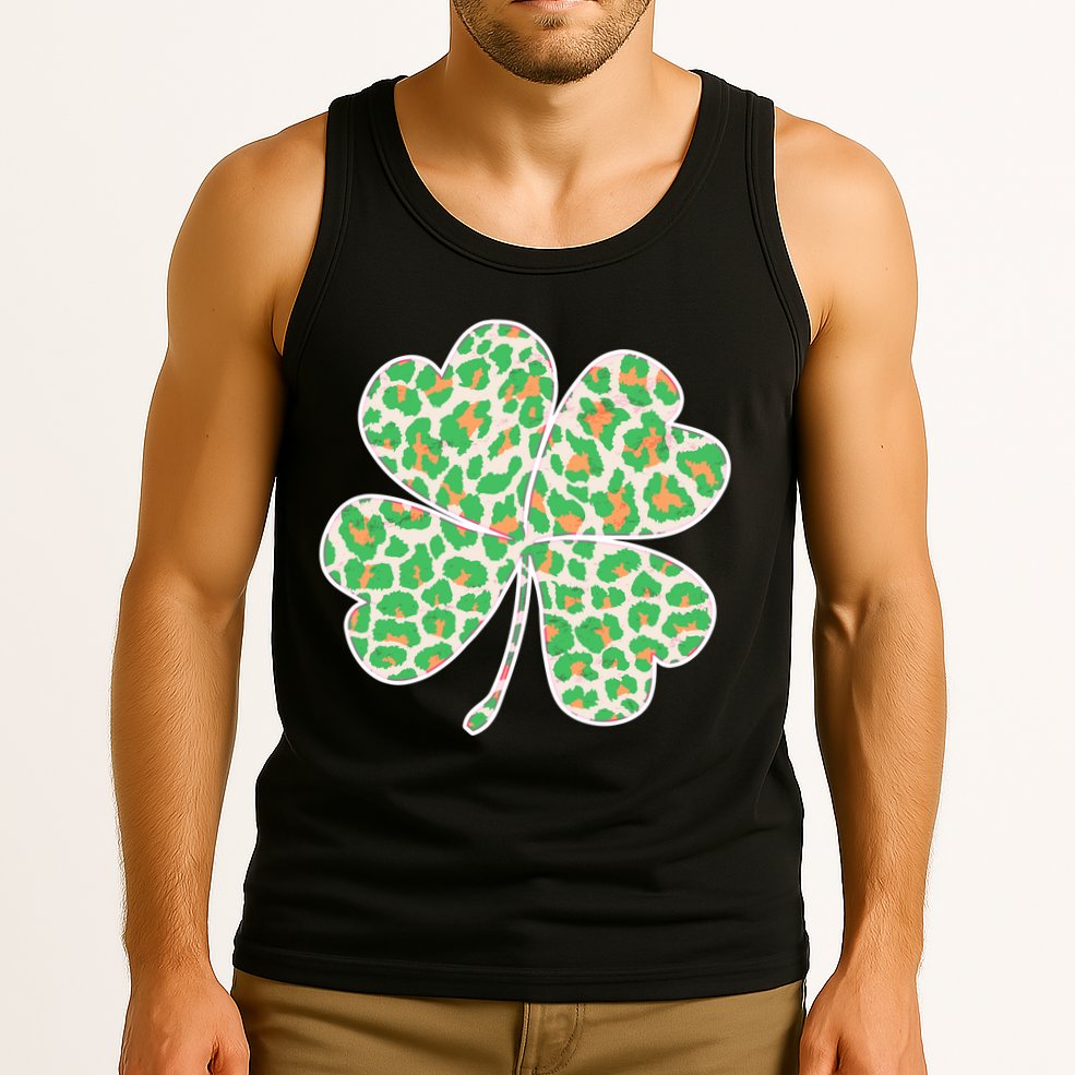Cute Stylish Leopard Print Shamrock Tank Top