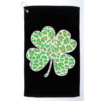 Cute Stylish Leopard Print Shamrock Golf Towel