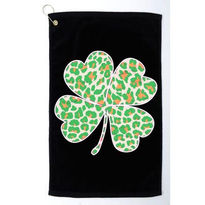 Cute Stylish Leopard Print Shamrock Platinum Collection Golf Towel