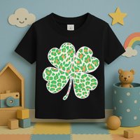 Cute Stylish Leopard Print Shamrock Toddler T-Shirt