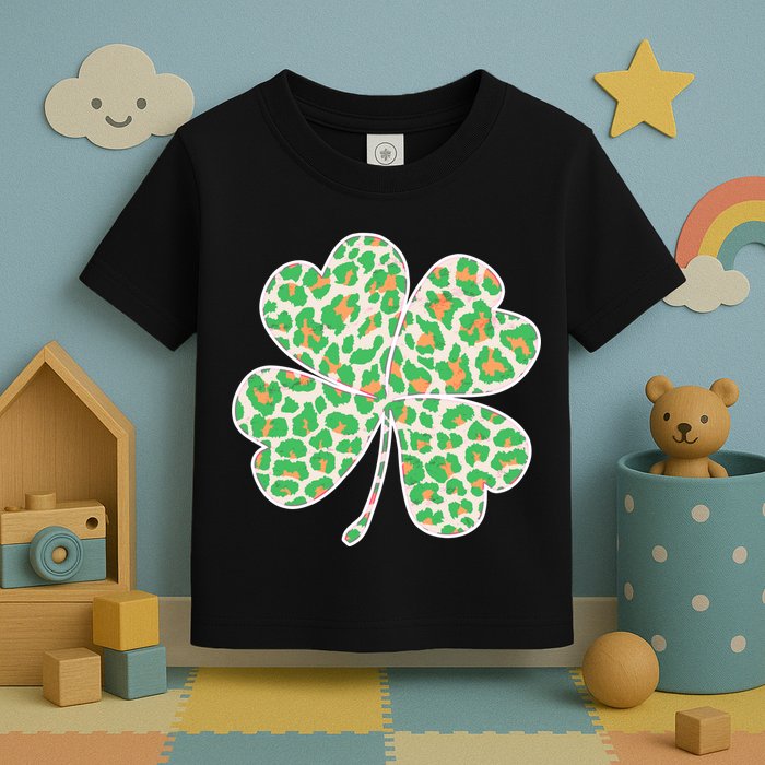Cute Stylish Leopard Print Shamrock Toddler T-Shirt