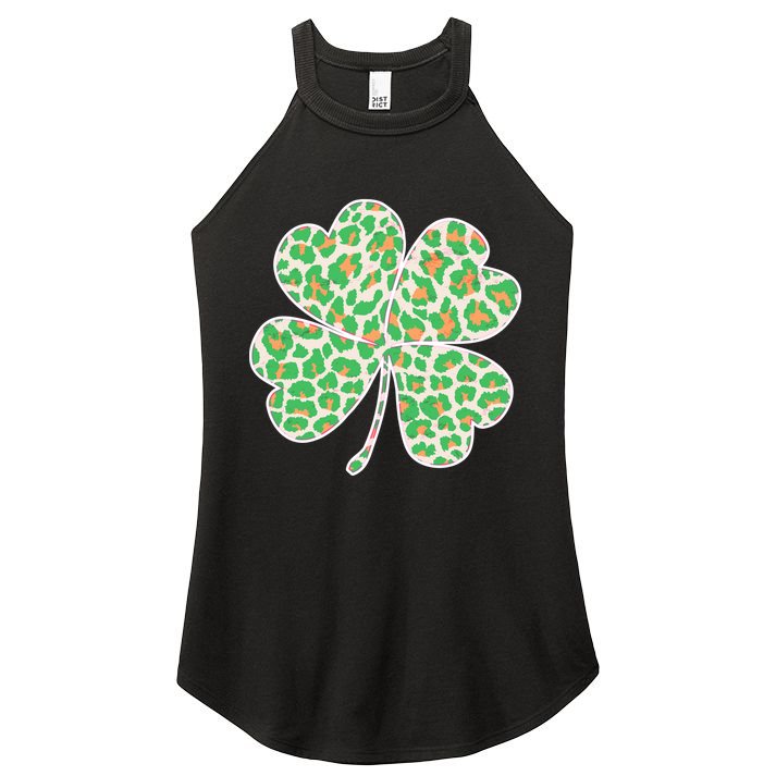 Cute Stylish Leopard Print Shamrock Women's Perfect Tri Rocker Tank
