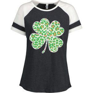 Cute Stylish Leopard Print Shamrock Enza Ladies Jersey Colorblock Tee