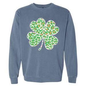 Cute Stylish Leopard Print Shamrock Garment-Dyed Sweatshirt