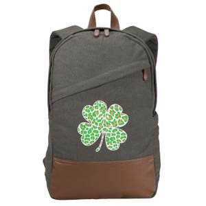 Cute Stylish Leopard Print Shamrock Cotton Canvas Backpack