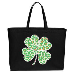 Cute Stylish Leopard Print Shamrock Cotton Canvas Jumbo Tote