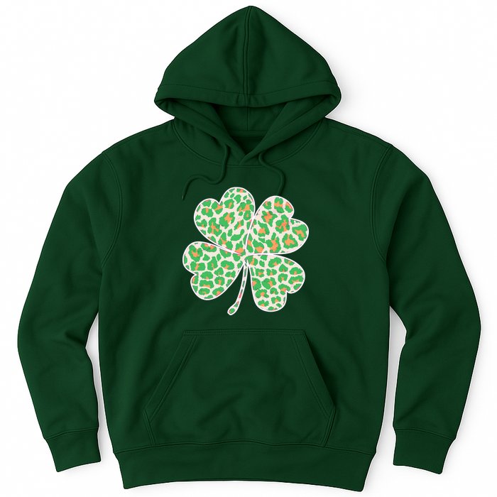 Cute Stylish Leopard Print Shamrock Hoodie