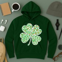 Cute Stylish Leopard Print Shamrock Hoodie