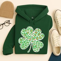 Cute Stylish Leopard Print Shamrock Hoodie