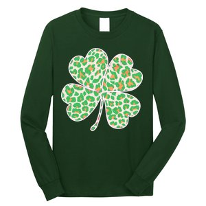 Cute Stylish Leopard Print Shamrock Long Sleeve Shirt