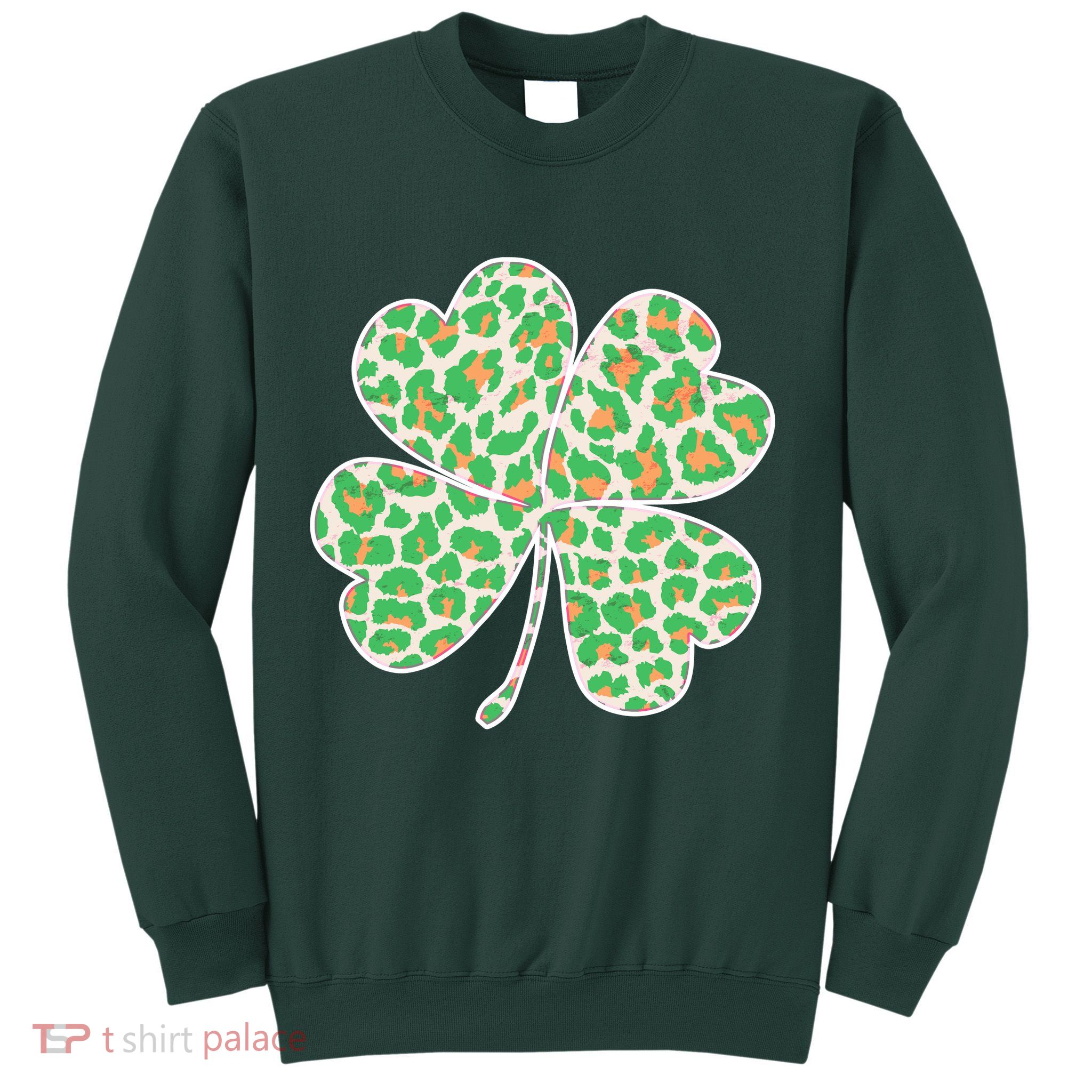 Cute Stylish Leopard Print Shamrock Sweatshirt