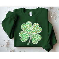 Cute Stylish Leopard Print Shamrock Sweatshirt