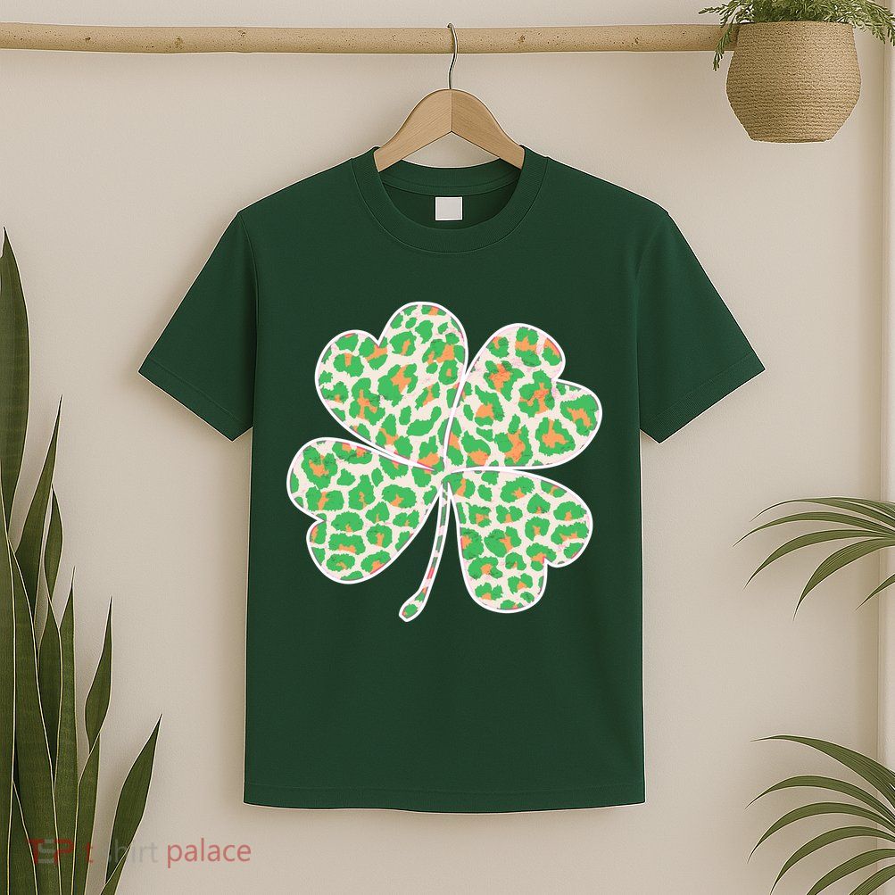 Cute Stylish Leopard Print Shamrock T-Shirt