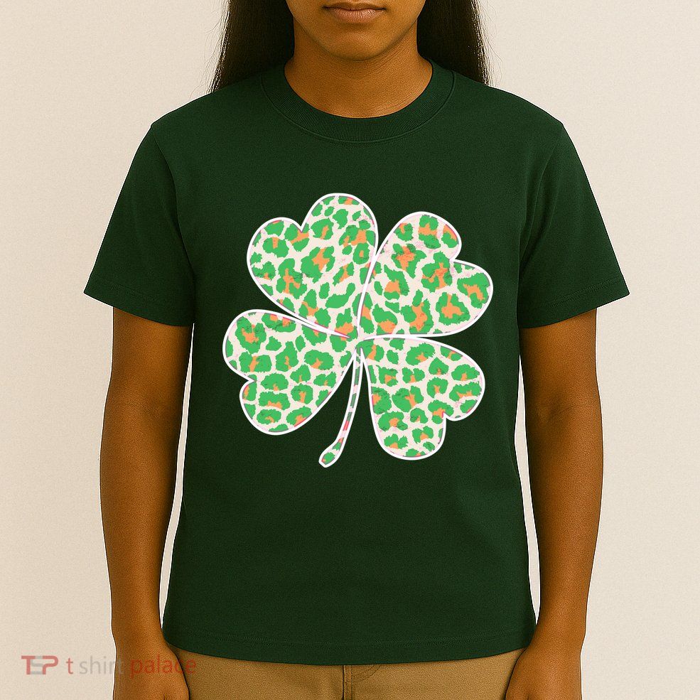 Cute Stylish Leopard Print Shamrock T-Shirt