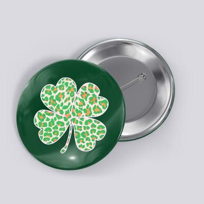 Cute Stylish Leopard Print Shamrock Button