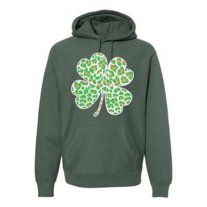 Cute Stylish Leopard Print Shamrock Premium Hoodie