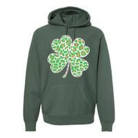 Cute Stylish Leopard Print Shamrock Premium Hoodie