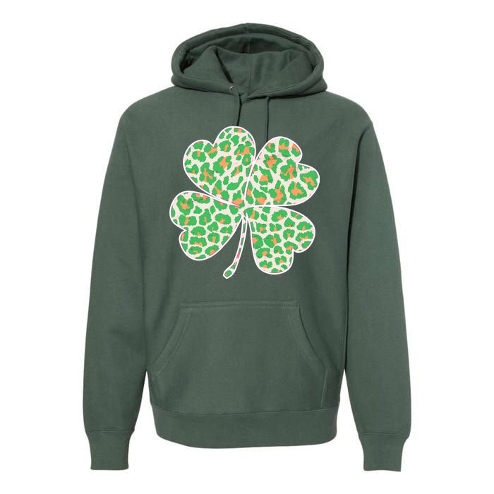 Cute Stylish Leopard Print Shamrock Premium Hoodie