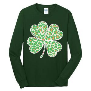 Cute Stylish Leopard Print Shamrock Tall Long Sleeve T-Shirt