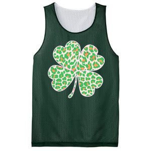 Cute Stylish Leopard Print Shamrock Mesh Reversible Basketball Jersey Tank