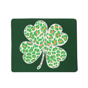 Cute Stylish Leopard Print Shamrock Mousepad