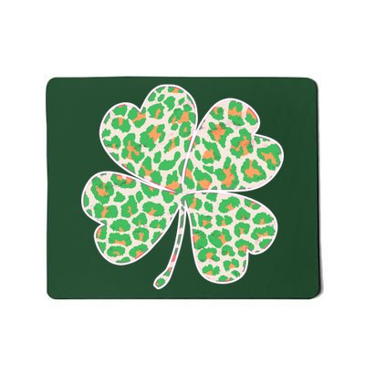 Cute Stylish Leopard Print Shamrock Mousepad