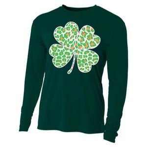 Cute Stylish Leopard Print Shamrock Cooling Performance Long Sleeve Crew