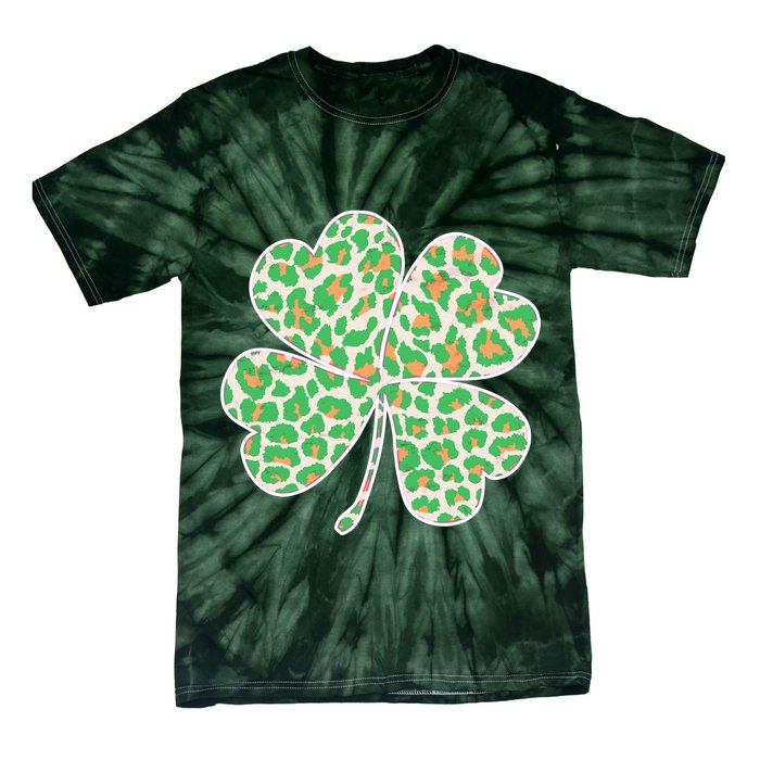 Cute Stylish Leopard Print Shamrock Tie-Dye T-Shirt