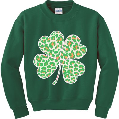 Cute Stylish Leopard Print Shamrock Kids Sweatshirt