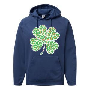 Cute Stylish Leopard Print Shamrock Performance Fleece Hoodie