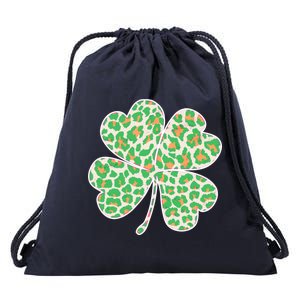 Cute Stylish Leopard Print Shamrock Drawstring Bag